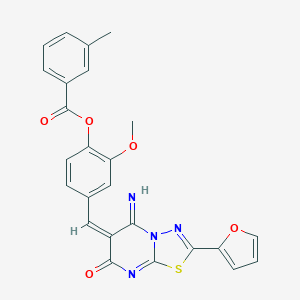molecular formula C25H18N4O5S B327419 4-[(2-(2-furyl)-5-imino-7-oxo-5H-[1,3,4]thiadiazolo[3,2-a]pyrimidin-6(7H)-ylidene)methyl]-2-methoxyphenyl 3-methylbenzoate 
