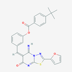 molecular formula C27H22N4O4S B327425 3-[(2-(2-furyl)-5-imino-7-oxo-5H-[1,3,4]thiadiazolo[3,2-a]pyrimidin-6(7H)-ylidene)methyl]phenyl 4-tert-butylbenzoate 
