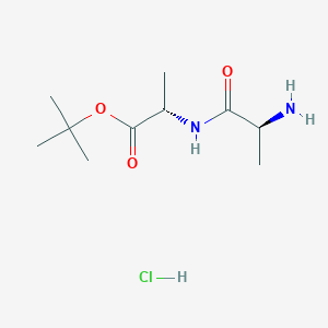 molecular formula C10H21ClN2O3 B3274278 (S)-tert-butyl 2-((S)-2-aminopropanamido)propanoate hydrochloride CAS No. 60417-38-1