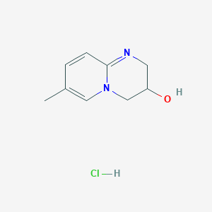 molecular formula C9H13ClN2O B3274345 7-methyl-2H,3H,4H-pyrido[1,2-a]pyrimidin-3-ol hydrochloride CAS No. 6056-42-4