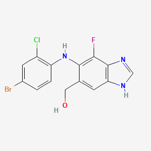 molecular formula C14H10BrClFN3O B3274367 [6-(4-Bromo-2-chloro-phenylamino)-7-fluoro-3H-benzoimidazol-5-yl]-methanol CAS No. 606144-57-4