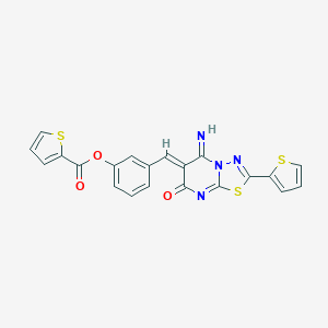 molecular formula C21H12N4O3S3 B327437 3-[(5-imino-7-oxo-2-(2-thienyl)-5H-[1,3,4]thiadiazolo[3,2-a]pyrimidin-6(7H)-ylidene)methyl]phenyl 2-thiophenecarboxylate 