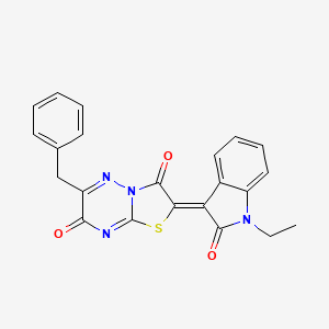 molecular formula C22H16N4O3S B3274443 (Z)-6-benzyl-2-(1-ethyl-2-oxoindolin-3-ylidene)-2H-thiazolo[3,2-b][1,2,4]triazine-3,7-dione CAS No. 607384-97-4