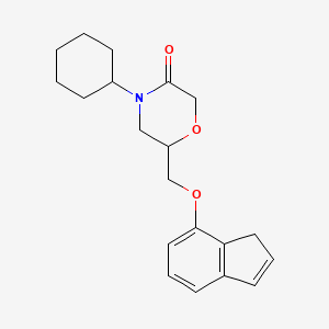 molecular formula C20H25NO3 B3274507 6-(((1H-Inden-7-yl)oxy)methyl)-4-cyclohexylmorpholin-3-one CAS No. 60929-53-5