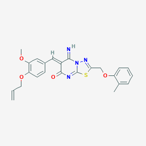 molecular formula C24H22N4O4S B327452 (6Z)-5-imino-6-[3-methoxy-4-(prop-2-en-1-yloxy)benzylidene]-2-[(2-methylphenoxy)methyl]-5,6-dihydro-7H-[1,3,4]thiadiazolo[3,2-a]pyrimidin-7-one 
