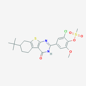 molecular formula C22H25ClN2O5S2 B327454 4-(7-Tert-butyl-4-oxo-3,4,5,6,7,8-hexahydro[1]benzothieno[2,3-d]pyrimidin-2-yl)-2-chloro-6-methoxyphenyl methanesulfonate 