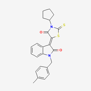 molecular formula C24H22N2O2S2 B3274545 (Z)-3-cyclopentyl-5-(1-(4-methylbenzyl)-2-oxoindolin-3-ylidene)-2-thioxothiazolidin-4-one CAS No. 609795-07-5