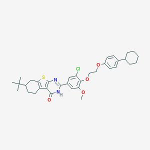 molecular formula C35H41ClN2O4S B327456 7-tert-butyl-2-{3-chloro-4-[2-(4-cyclohexylphenoxy)ethoxy]-5-methoxyphenyl}-5,6,7,8-tetrahydro[1]benzothieno[2,3-d]pyrimidin-4(3H)-one 