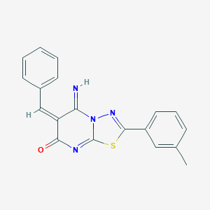 molecular formula C19H14N4OS B327458 6-benzylidene-5-imino-2-(3-methylphenyl)-5,6-dihydro-7H-[1,3,4]thiadiazolo[3,2-a]pyrimidin-7-one 