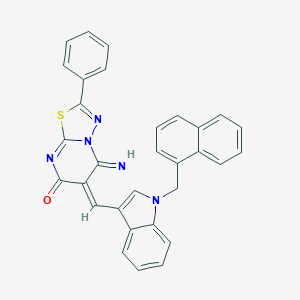 (6E)-5-imino-6-{[1-(naphthalen-1-ylmethyl)-1H-indol-3-yl]methylidene}-2-phenyl-5,6-dihydro-7H-[1,3,4]thiadiazolo[3,2-a]pyrimidin-7-one