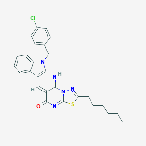 molecular formula C28H28ClN5OS B327467 6-{[1-(4-chlorobenzyl)-1H-indol-3-yl]methylene}-2-heptyl-5-imino-5,6-dihydro-7H-[1,3,4]thiadiazolo[3,2-a]pyrimidin-7-one 