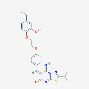 molecular formula C27H28N4O4S B327474 6-{4-[2-(4-allyl-2-methoxyphenoxy)ethoxy]benzylidene}-5-imino-2-isopropyl-5,6-dihydro-7H-[1,3,4]thiadiazolo[3,2-a]pyrimidin-7-one 