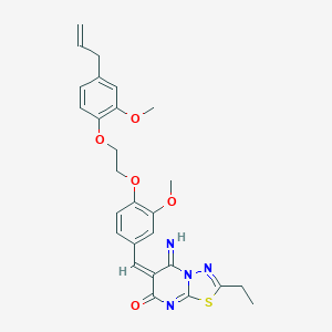 molecular formula C27H28N4O5S B327476 6-{4-[2-(4-allyl-2-methoxyphenoxy)ethoxy]-3-methoxybenzylidene}-2-ethyl-5-imino-5,6-dihydro-7H-[1,3,4]thiadiazolo[3,2-a]pyrimidin-7-one 