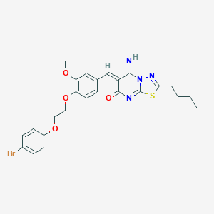 molecular formula C25H25BrN4O4S B327487 6-{4-[2-(4-bromophenoxy)ethoxy]-3-methoxybenzylidene}-2-butyl-5-imino-5,6-dihydro-7H-[1,3,4]thiadiazolo[3,2-a]pyrimidin-7-one 