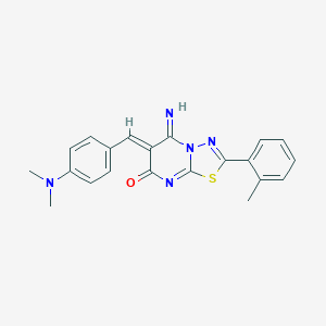 molecular formula C21H19N5OS B327490 6-[4-(dimethylamino)benzylidene]-5-imino-2-(2-methylphenyl)-5,6-dihydro-7H-[1,3,4]thiadiazolo[3,2-a]pyrimidin-7-one 