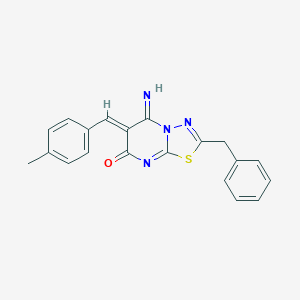 molecular formula C20H16N4OS B327491 2-benzyl-5-imino-6-(4-methylbenzylidene)-5,6-dihydro-7H-[1,3,4]thiadiazolo[3,2-a]pyrimidin-7-one 