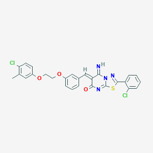 molecular formula C27H20Cl2N4O3S B327494 (6Z)-6-{3-[2-(4-chloro-3-methylphenoxy)ethoxy]benzylidene}-2-(2-chlorophenyl)-5-imino-5,6-dihydro-7H-[1,3,4]thiadiazolo[3,2-a]pyrimidin-7-one 