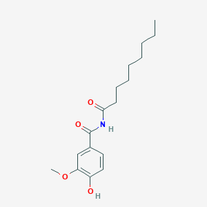 molecular formula C17H25NO4 B3274943 Benzamide, 4-hydroxy-3-methoxy-N-(1-oxononyl)- CAS No. 618-92-8