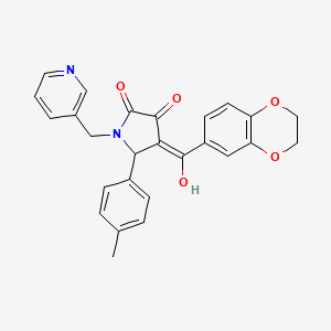 molecular formula C26H22N2O5 B3274987 (4E)-4-[2,3-dihydro-1,4-benzodioxin-6-yl(hydroxy)methylidene]-5-(4-methylphenyl)-1-(pyridin-3-ylmethyl)pyrrolidine-2,3-dione CAS No. 618412-28-5