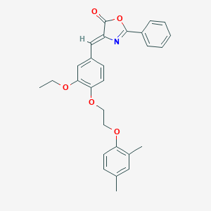 molecular formula C28H27NO5 B327502 (4Z)-4-{4-[2-(2,4-dimethylphenoxy)ethoxy]-3-ethoxybenzylidene}-2-phenyl-1,3-oxazol-5(4H)-one 