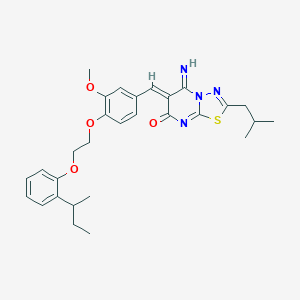molecular formula C29H34N4O4S B327505 6-{4-[2-(2-sec-butylphenoxy)ethoxy]-3-methoxybenzylidene}-5-imino-2-isobutyl-5,6-dihydro-7H-[1,3,4]thiadiazolo[3,2-a]pyrimidin-7-one 