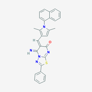 molecular formula C28H21N5OS B327509 (6Z)-6-{[2,5-dimethyl-1-(naphthalen-1-yl)-1H-pyrrol-3-yl]methylidene}-5-imino-2-phenyl-5,6-dihydro-7H-[1,3,4]thiadiazolo[3,2-a]pyrimidin-7-one 