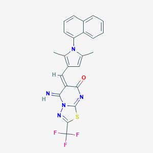 molecular formula C23H16F3N5OS B327510 (6Z)-6-{[2,5-dimethyl-1-(1-naphthyl)-1H-pyrrol-3-yl]methylene}-5-imino-2-(trifluoromethyl)-5,6-dihydro-7H-[1,3,4]thiadiazolo[3,2-a]pyrimidin-7-one 