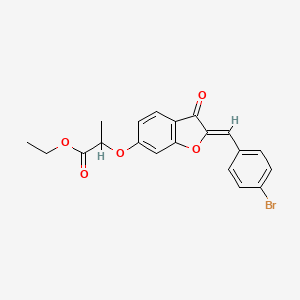 molecular formula C20H17BrO5 B3275106 (Z)-ethyl 2-((2-(4-bromobenzylidene)-3-oxo-2,3-dihydrobenzofuran-6-yl)oxy)propanoate CAS No. 620546-65-8