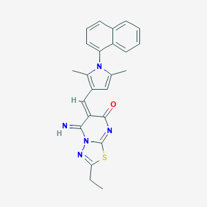 molecular formula C24H21N5OS B327511 (6Z)-6-{[2,5-dimethyl-1-(naphthalen-1-yl)-1H-pyrrol-3-yl]methylidene}-2-ethyl-5-imino-5,6-dihydro-7H-[1,3,4]thiadiazolo[3,2-a]pyrimidin-7-one 