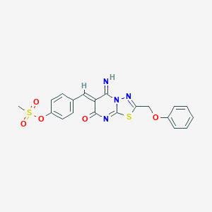 molecular formula C20H16N4O5S2 B327512 4-[(5-imino-7-oxo-2-(phenoxymethyl)-5H-[1,3,4]thiadiazolo[3,2-a]pyrimidin-6(7H)-ylidene)methyl]phenyl methanesulfonate 