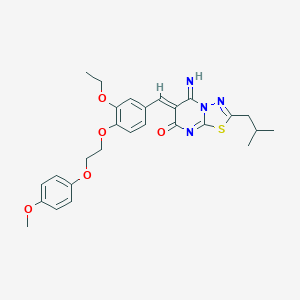 molecular formula C27H30N4O5S B327514 6-{3-ethoxy-4-[2-(4-methoxyphenoxy)ethoxy]benzylidene}-5-imino-2-isobutyl-5,6-dihydro-7H-[1,3,4]thiadiazolo[3,2-a]pyrimidin-7-one 