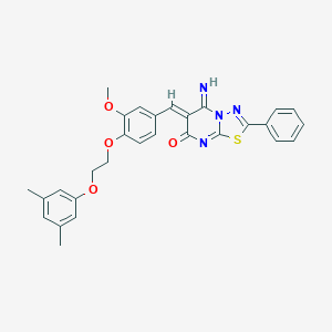 molecular formula C29H26N4O4S B327515 (6Z)-6-{4-[2-(3,5-dimethylphenoxy)ethoxy]-3-methoxybenzylidene}-5-imino-2-phenyl-5,6-dihydro-7H-[1,3,4]thiadiazolo[3,2-a]pyrimidin-7-one 