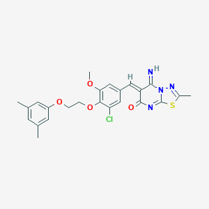 molecular formula C24H23ClN4O4S B327520 (6Z)-6-{3-chloro-4-[2-(3,5-dimethylphenoxy)ethoxy]-5-methoxybenzylidene}-5-imino-2-methyl-5,6-dihydro-7H-[1,3,4]thiadiazolo[3,2-a]pyrimidin-7-one 