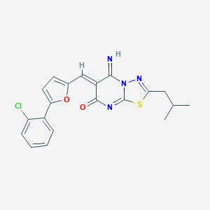 molecular formula C20H17ClN4O2S B327522 6-{[5-(2-chlorophenyl)-2-furyl]methylene}-5-imino-2-isobutyl-5,6-dihydro-7H-[1,3,4]thiadiazolo[3,2-a]pyrimidin-7-one 