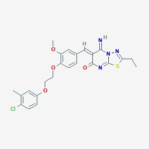 molecular formula C24H23ClN4O4S B327523 (6Z)-6-{4-[2-(4-chloro-3-methylphenoxy)ethoxy]-3-methoxybenzylidene}-2-ethyl-5-imino-5,6-dihydro-7H-[1,3,4]thiadiazolo[3,2-a]pyrimidin-7-one 