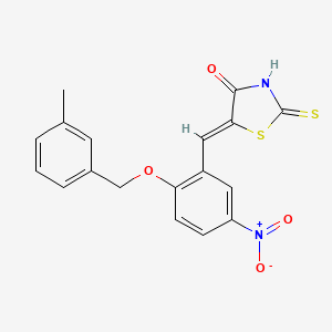 molecular formula C18H14N2O4S2 B3275282 (Z)-5-(2-((3-methylbenzyl)oxy)-5-nitrobenzylidene)-2-thioxothiazolidin-4-one CAS No. 622354-41-0