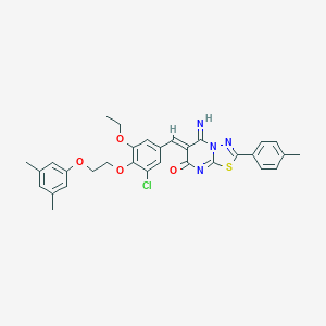 molecular formula C31H29ClN4O4S B327529 6-{3-chloro-4-[2-(3,5-dimethylphenoxy)ethoxy]-5-ethoxybenzylidene}-5-imino-2-(4-methylphenyl)-5,6-dihydro-7H-[1,3,4]thiadiazolo[3,2-a]pyrimidin-7-one 