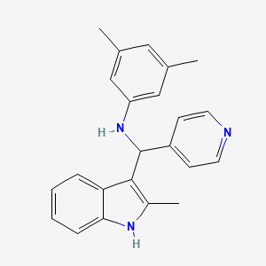 molecular formula C23H23N3 B3275299 3,5-dimethyl-N-[(2-methyl-1H-indol-3-yl)(pyridin-4-yl)methyl]aniline CAS No. 622797-96-0