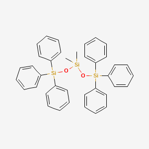 molecular formula C38H36O2Si3 B3275315 Trisiloxane, 3,3-dimethyl-1,1,1,5,5,5-hexaphenyl- CAS No. 6231-35-2