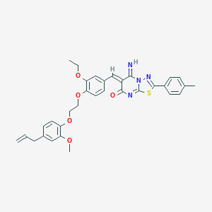molecular formula C33H32N4O5S B327534 (6Z)-6-(3-ethoxy-4-{2-[2-methoxy-4-(prop-2-en-1-yl)phenoxy]ethoxy}benzylidene)-5-imino-2-(4-methylphenyl)-5,6-dihydro-7H-[1,3,4]thiadiazolo[3,2-a]pyrimidin-7-one 