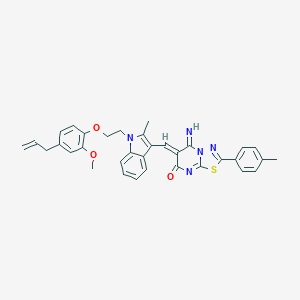 molecular formula C34H31N5O3S B327542 6-({1-[2-(4-allyl-2-methoxyphenoxy)ethyl]-2-methyl-1H-indol-3-yl}methylene)-5-imino-2-(4-methylphenyl)-5,6-dihydro-7H-[1,3,4]thiadiazolo[3,2-a]pyrimidin-7-one 