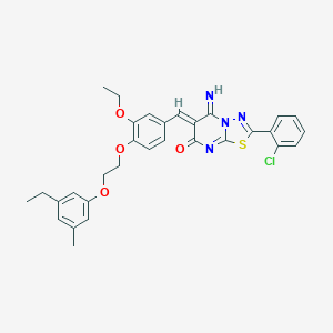 molecular formula C31H29ClN4O4S B327543 (6Z)-2-(2-chlorophenyl)-6-{3-ethoxy-4-[2-(3-ethyl-5-methylphenoxy)ethoxy]benzylidene}-5-imino-5,6-dihydro-7H-[1,3,4]thiadiazolo[3,2-a]pyrimidin-7-one 