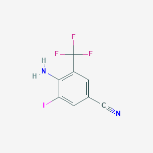 molecular formula C8H4F3IN2 B3275492 4-Amino-3-iodo-5-(trifluoromethyl)benzonitrile CAS No. 62584-29-6
