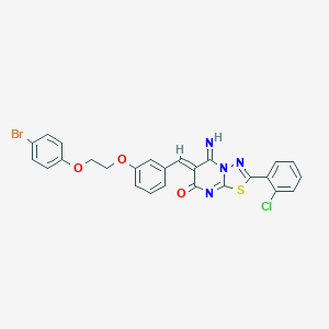molecular formula C26H18BrClN4O3S B327553 (6Z)-6-{3-[2-(4-bromophenoxy)ethoxy]benzylidene}-2-(2-chlorophenyl)-5-imino-5,6-dihydro-7H-[1,3,4]thiadiazolo[3,2-a]pyrimidin-7-one 