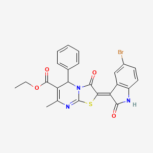 (Z)-ethyl 2-(5-bromo-2-oxoindolin-3-ylidene)-7-methyl-3-oxo-5-phenyl-3,5-dihydro-2H-thiazolo[3,2-a]pyrimidine-6-carboxylate