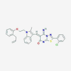 molecular formula C32H26ClN5O2S B327557 6-({1-[2-(2-allylphenoxy)ethyl]-2-methyl-1H-indol-3-yl}methylene)-2-(2-chlorophenyl)-5-imino-5,6-dihydro-7H-[1,3,4]thiadiazolo[3,2-a]pyrimidin-7-one 