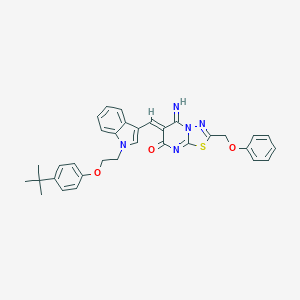 molecular formula C33H31N5O3S B327558 (6Z)-6-({1-[2-(4-tert-butylphenoxy)ethyl]-1H-indol-3-yl}methylidene)-5-imino-2-(phenoxymethyl)-5,6-dihydro-7H-[1,3,4]thiadiazolo[3,2-a]pyrimidin-7-one 