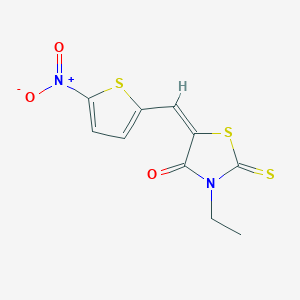 molecular formula C10H8N2O3S3 B3275589 (5E)-3-ethyl-5-[(5-nitrothiophen-2-yl)methylidene]-2-sulfanylidene-1,3-thiazolidin-4-one CAS No. 627039-24-1