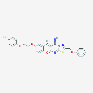 molecular formula C27H21BrN4O4S B327559 (6Z)-6-{3-[2-(4-bromophenoxy)ethoxy]benzylidene}-5-imino-2-(phenoxymethyl)-5,6-dihydro-7H-[1,3,4]thiadiazolo[3,2-a]pyrimidin-7-one 