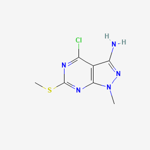 molecular formula C7H8ClN5S B3275596 4-Chloro-1-methyl-6-(methylthio)-1H-pyrazolo[3,4-d]pyrimidin-3-amine CAS No. 627060-62-2